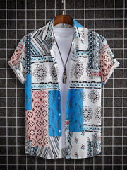 Hawaiian Style Print Men's Casual Short Sleeve Shirt for Summer Vacation