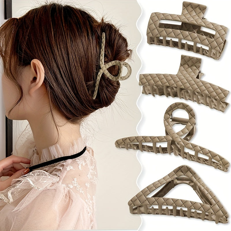 Plaid Imprinted Hair Claw Ponytail Holder Shark Claw