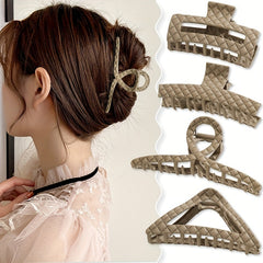 Plaid Imprinted Hair Claw Ponytail Holder Shark Claw