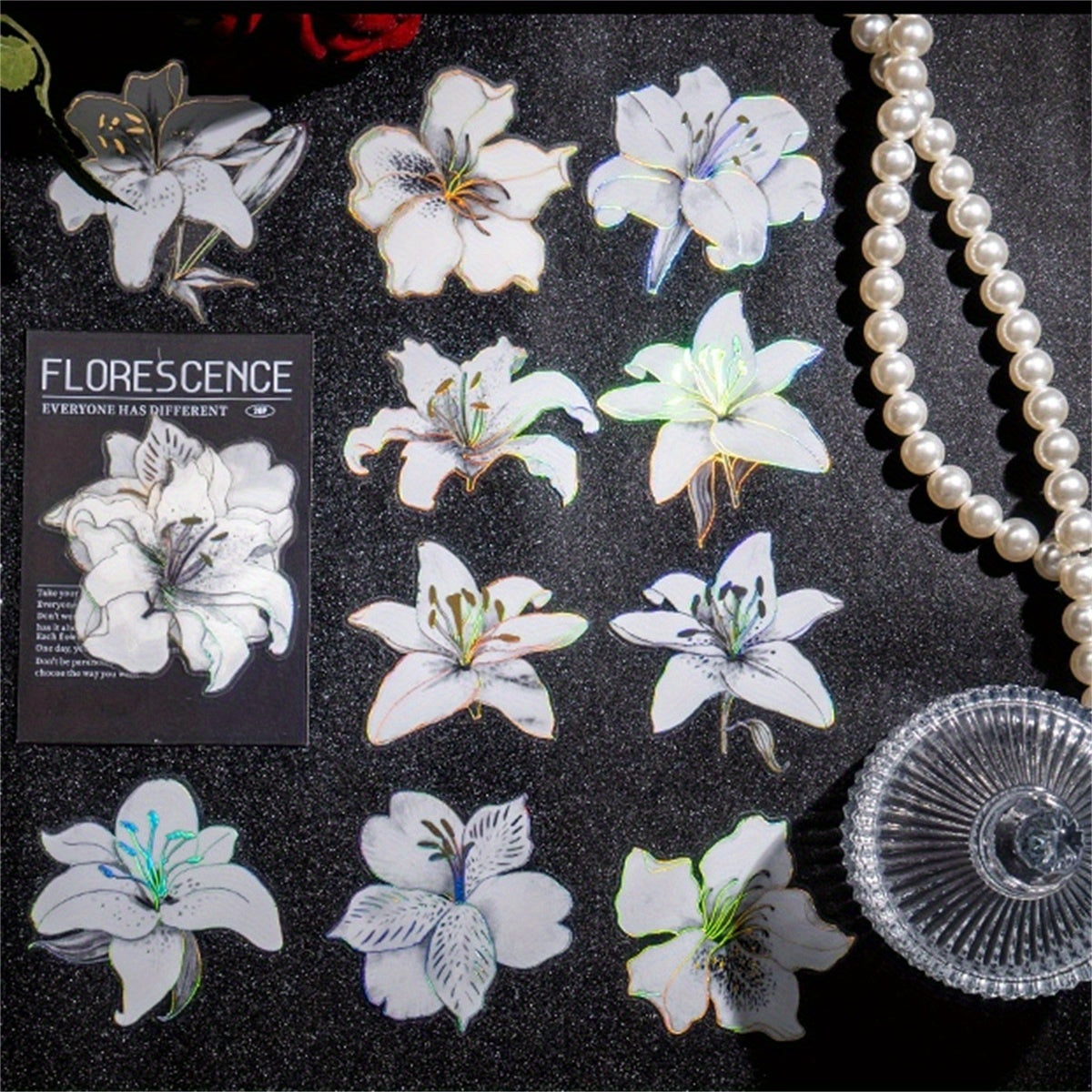 20 Sheets DIY Light Plant Flowers Stickers 9.4cm x 16.2cm