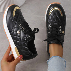 Women's Lightweight Lace-Up Sneakers Comfortable Low-Top Sports Shoes