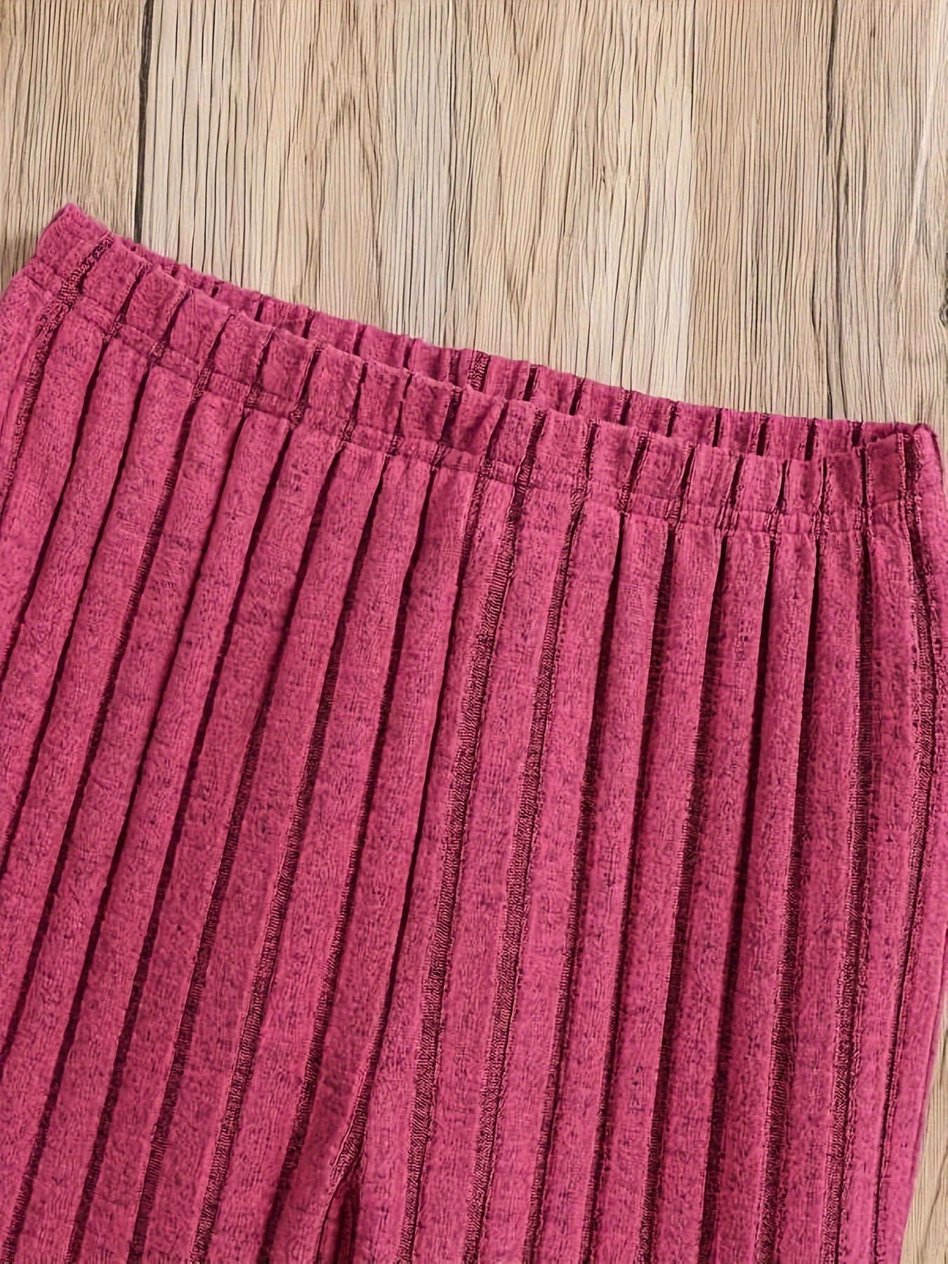  Ribbed Knit Long Sleeve Hoodie & Flared Leg Pants Lounge Set