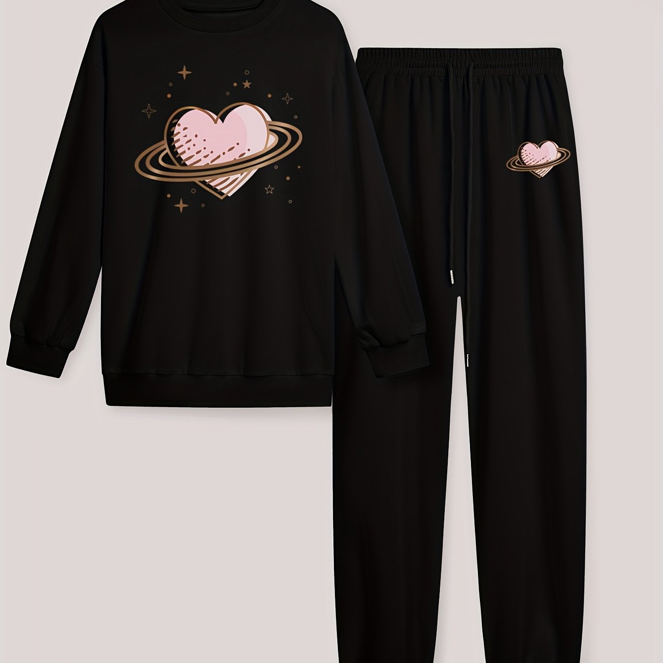 Heart Print Top & Joggers Set