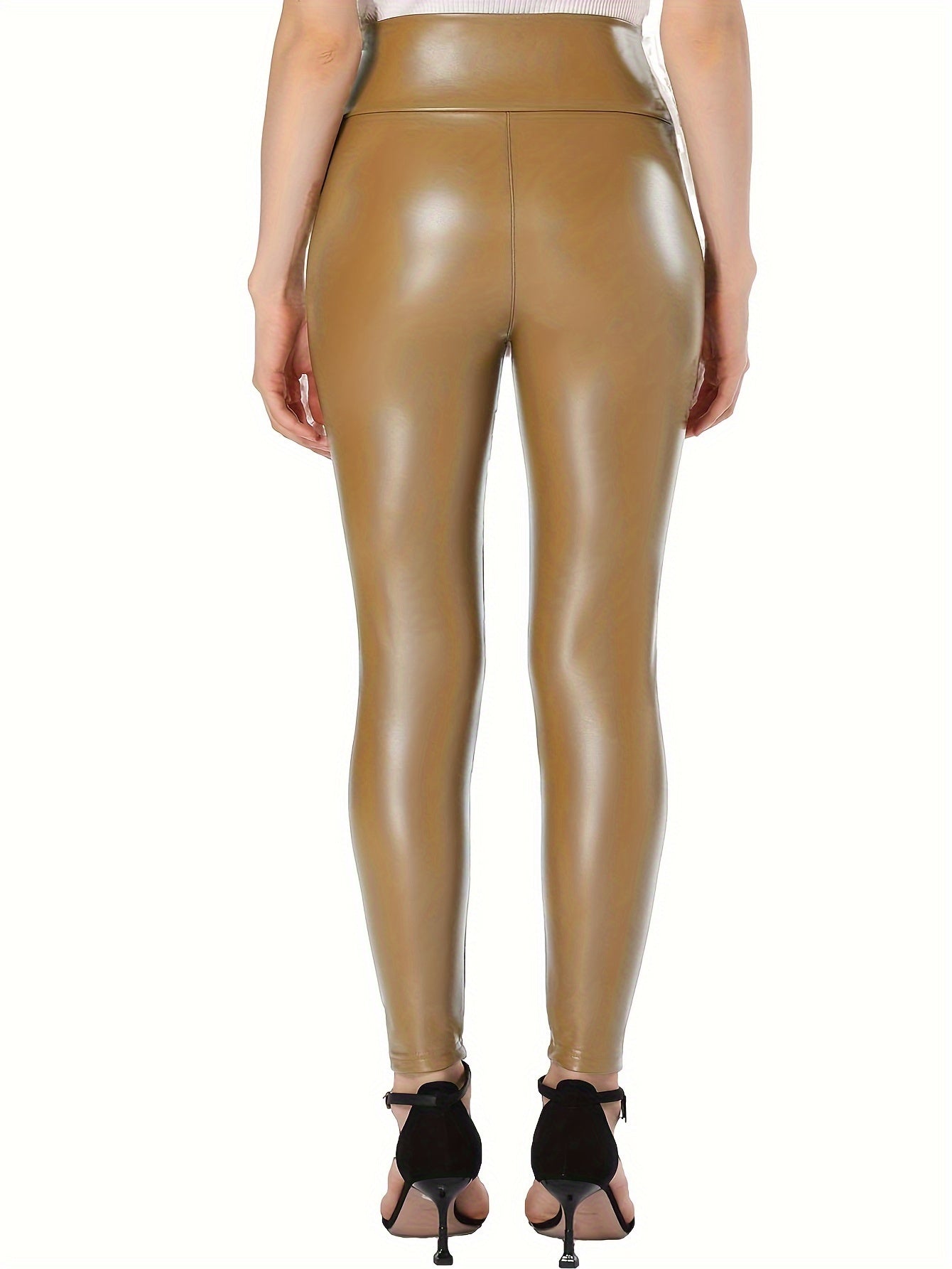Tummy Control Fleece Lined Leather Yoga Pants