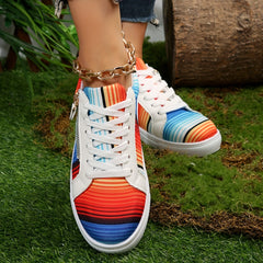 Colorful Striped Sneakers Low Top Canvas Shoes