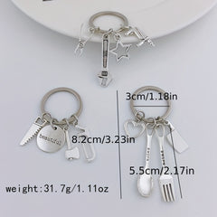 Mini Repair Tools Kit Keychain Metal Key Ring Father's Gift For Dad Papa