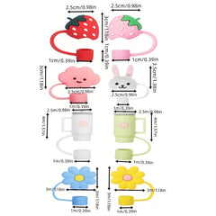 8pcs Cartoon Straw Tip Covers for 10mm Straw Cup Accessories
