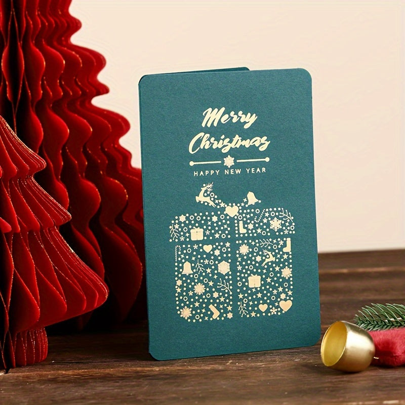10pcs Vintage Christmas Stamping Greeting Card Business Thanksgiving Card