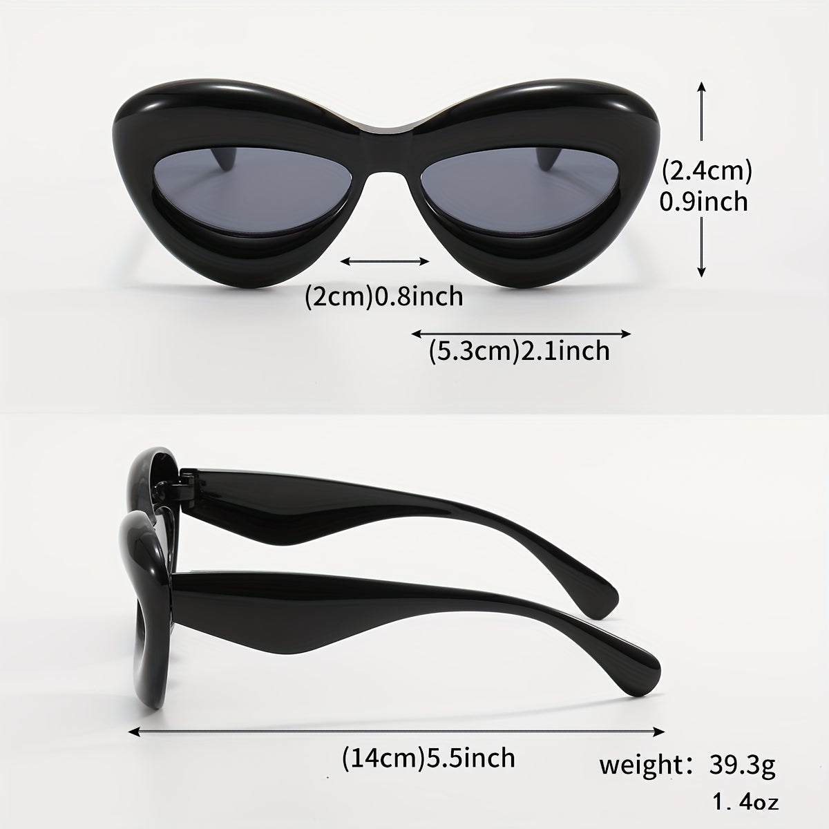Y2K Inflated Cat Eye Sunglasses For Women Men UV400