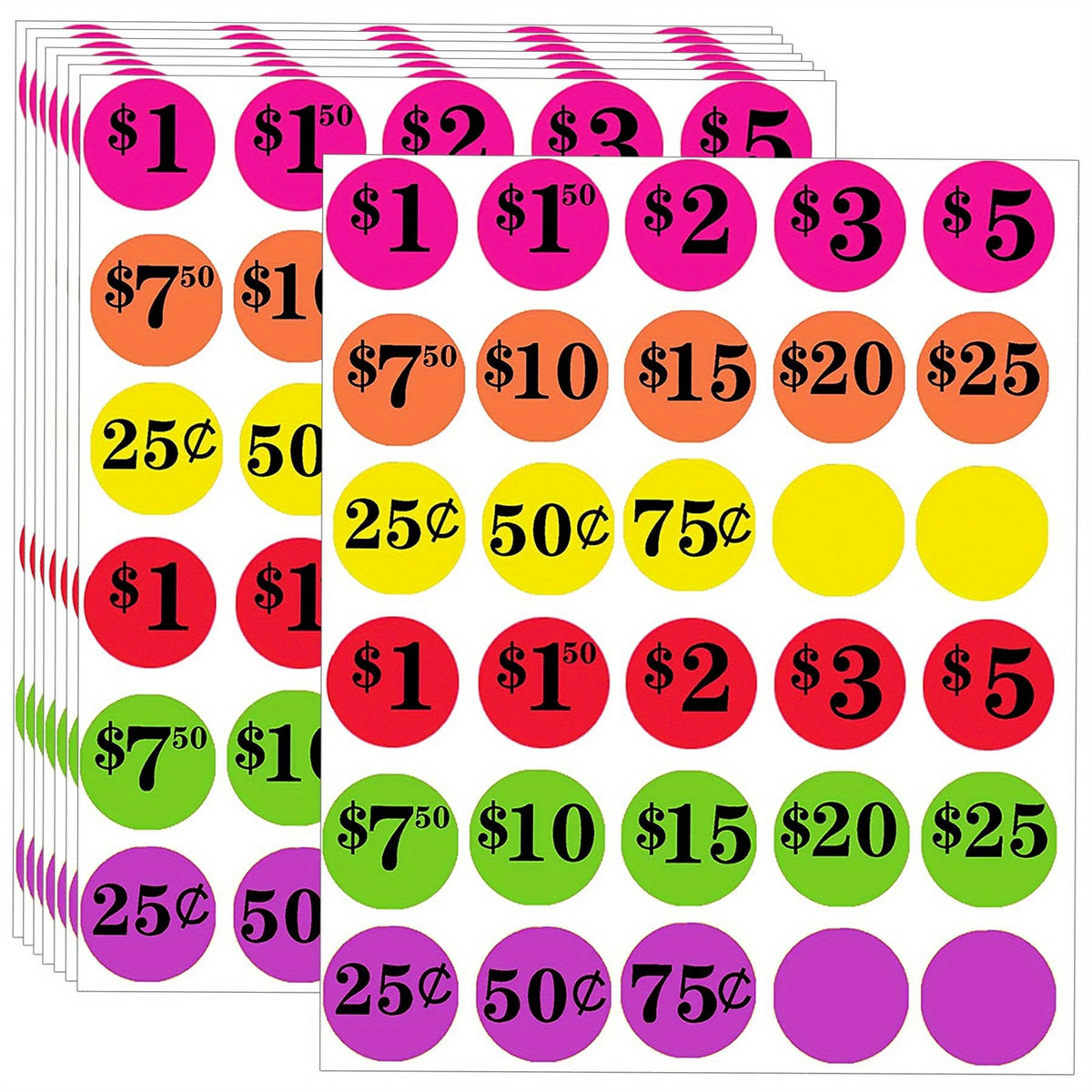 540pcs Garage Dollar Preprinted Tags Labels Pricing Stickers