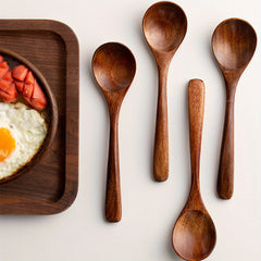 4pc Modern Reusable Wooden Spoons Set for Dinner Coffee Milk