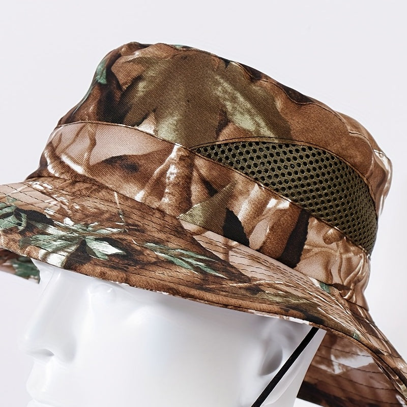 Unisex Mesh Camo Bucket Hat for Outdoor Travel