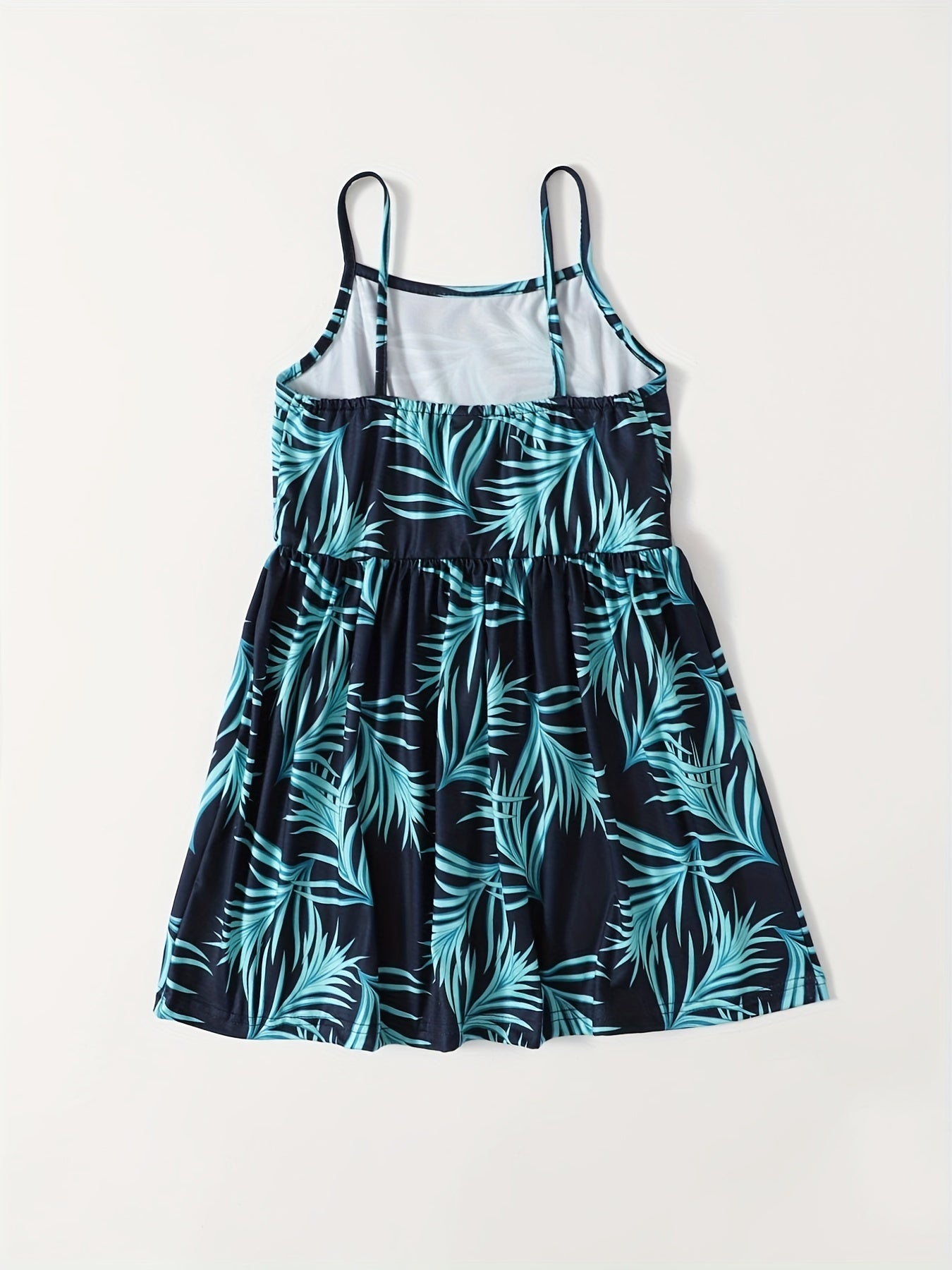 Summer Graphic Suspender Swimsuits Set Mother Daughter Dress V Neck