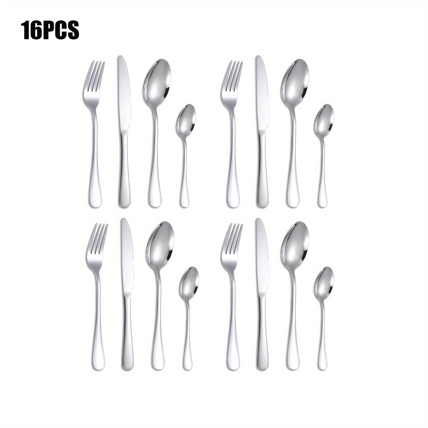 24pcs Stainless Steel Tableware Set Spoon Fork Modern Dishwasher Safe