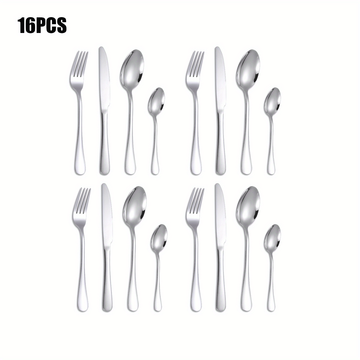 24pcs Stainless Steel Tableware Set Spoon Fork Modern Dishwasher Safe