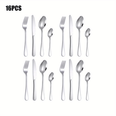 24pcs Stainless Steel Tableware Set Spoon Fork Modern Dishwasher Safe