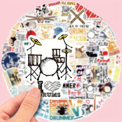50pcs Rock Music Drum Waterproof Graffiti Stickers for Christmas Gift