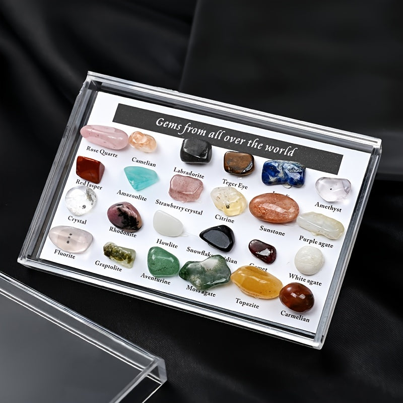 24pcs Natural Tiny Crystal Agate Stones Box Specimens