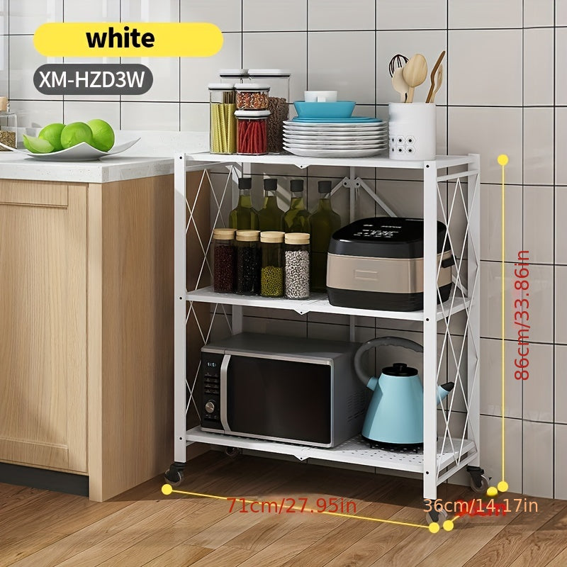 Folding Storage Rack w/Wheel, Floor Layer, Kitchen Cart, Household Supplies