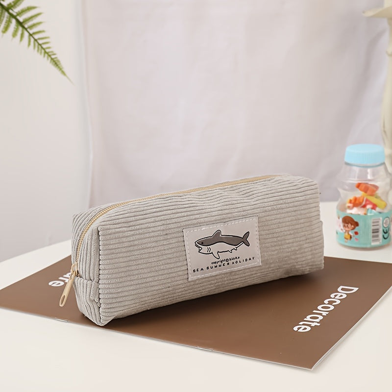 Cartoon Corduroy Pencil Case Organizer
