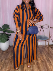  Stripe Long Sleeve Maxi Shirt Dress