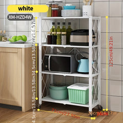 Folding Storage Rack w/Wheel, Floor Layer, Kitchen Cart, Household Supplies