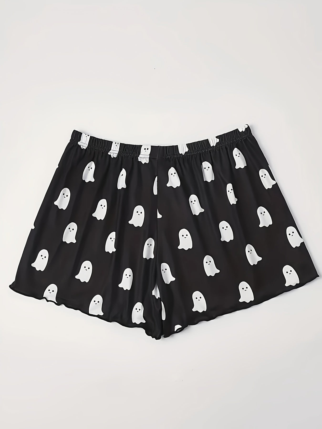 Cartoon Ghost Lounge Shorts Women's Casual Elastic Waistband Shorts