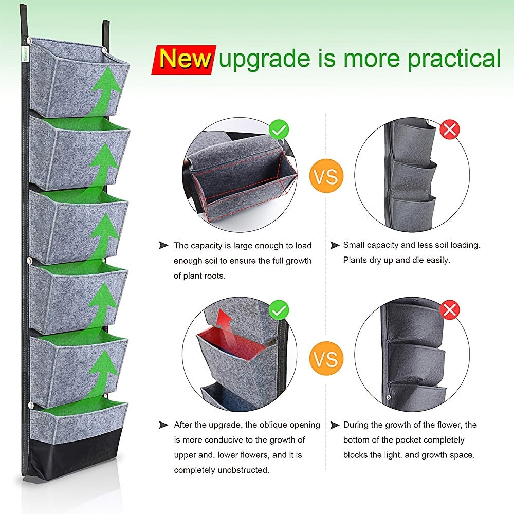 1pc Hanging Vertical Garden Wall Planter with 6 Pockets