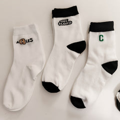 5 Pairs Cartoon & Letter Print Socks Mid Tube Women's Stockings