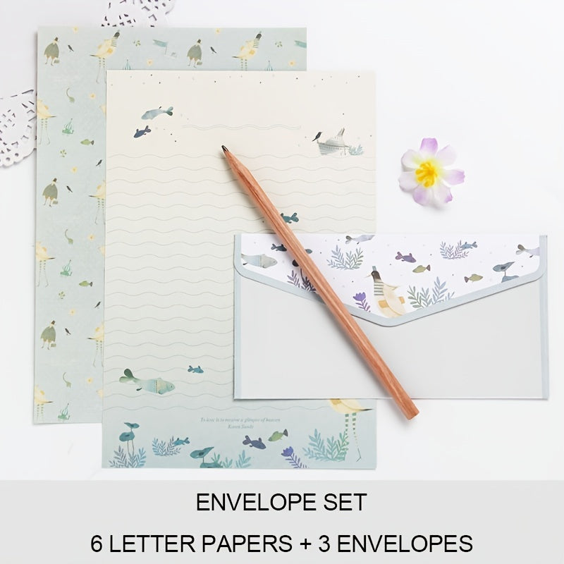 Stationery Writing Paper & Envelopes Set, 6 Letters & 3 Envelopes