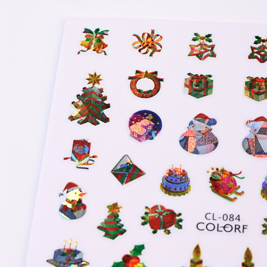 3D Christmas Nail Art Sticker Green Christmas Tree Self Adhesive Sliders