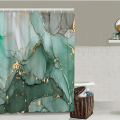 Waterproof Marble Shower Curtain & Bathroom Rug Set