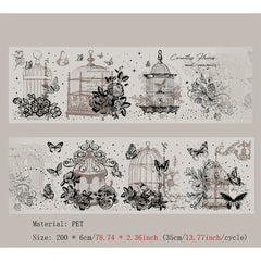 1PC Light Retro PET Tape Sticker Ghost Lace Dream Series Hdiary Decoration