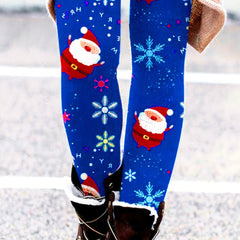 Christmas Santa Claus Print Leggings Elastic Waist Skinny Leggings