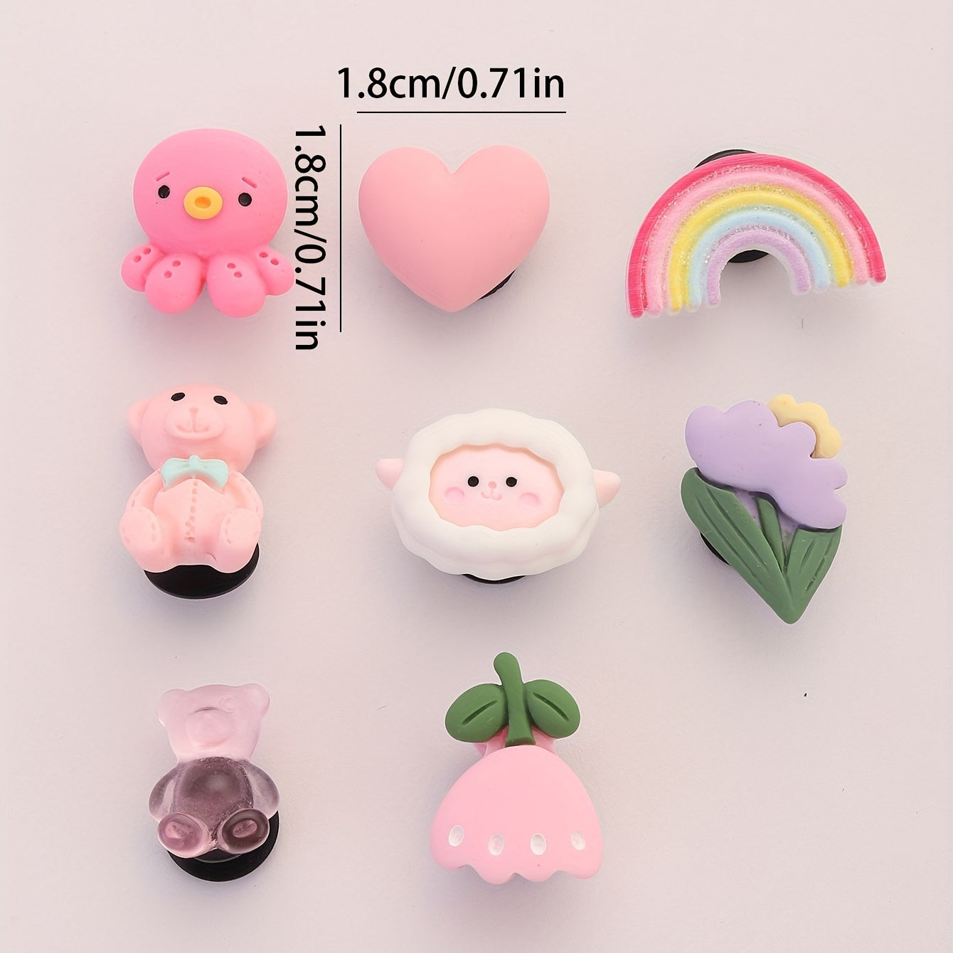 8 Pcs Pink Bunny Shoe Charms Clogs Accessories
