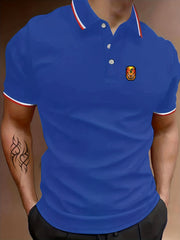 Men's Pumpkin Polo Shirt Stretch Button Up Short Sleeve