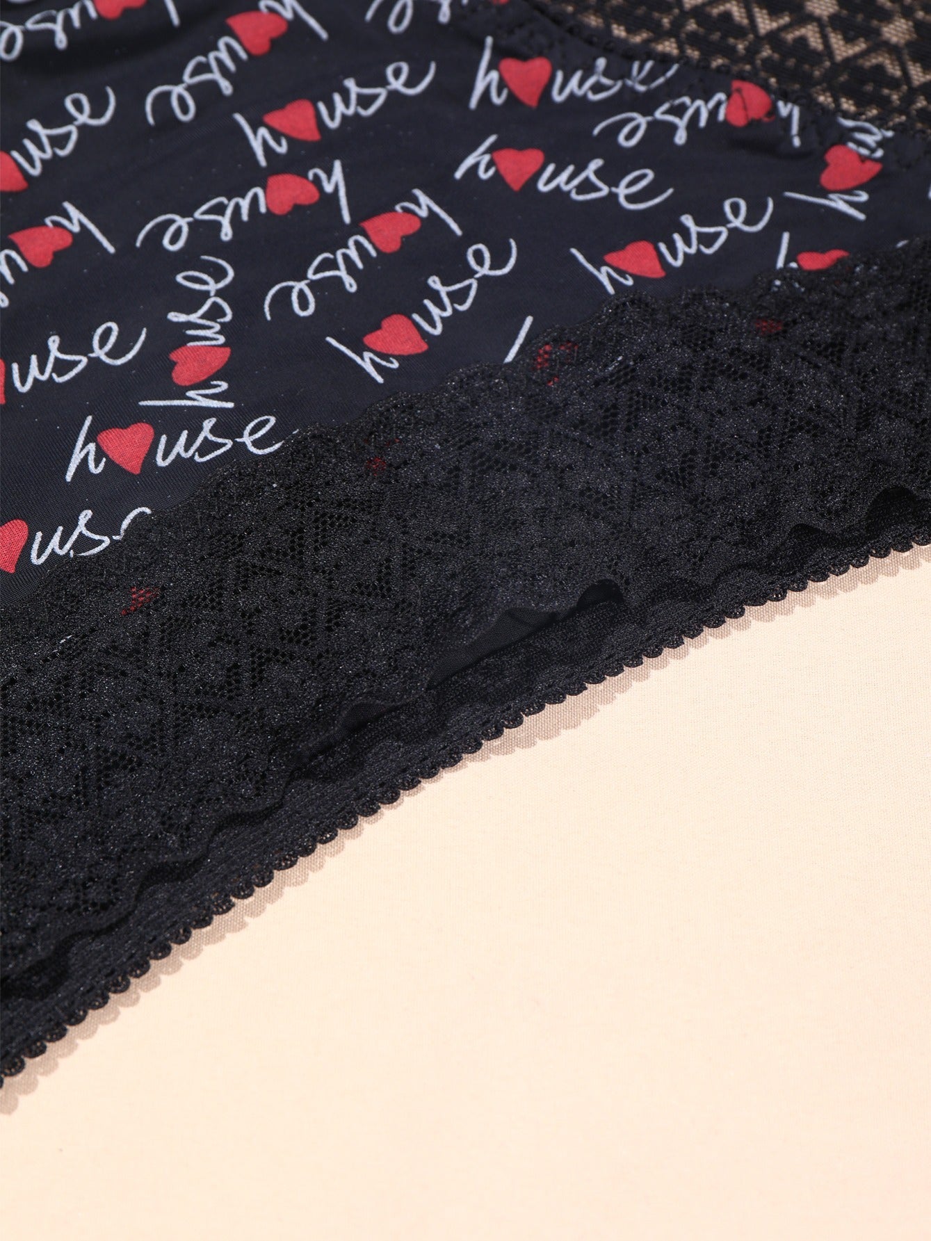  Sexy Lace Underwear Set 3pcs Letter High Stretch Panty