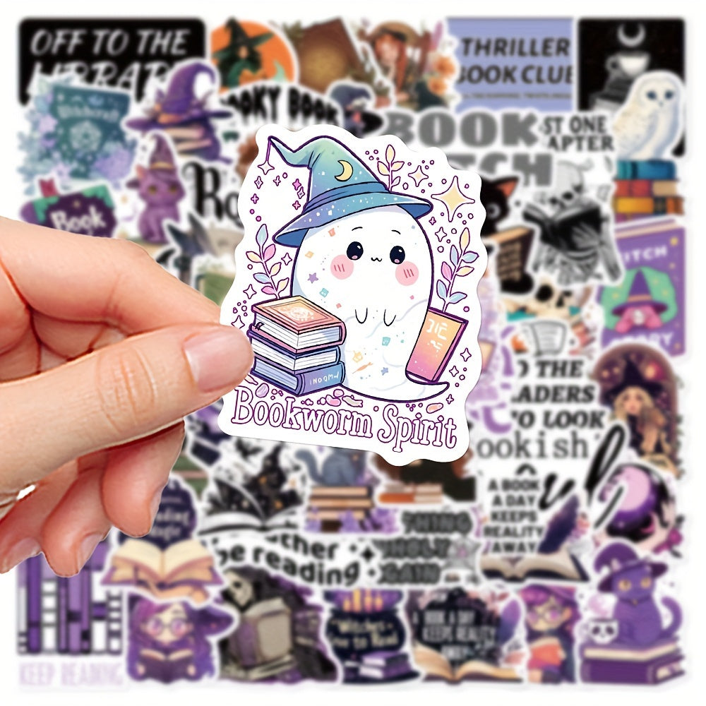 50pcs Book Lover's Stickers Pack Gothic Literary Decor Self Adhesive Pastel