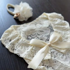 Cute 0-3M Baby Bow Lace Outfit, Ideal for Photoshoots