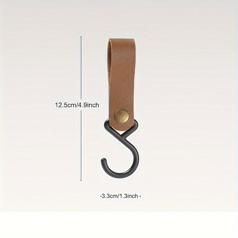 S Shape PU Leather Storage Hook Keychain for Camping