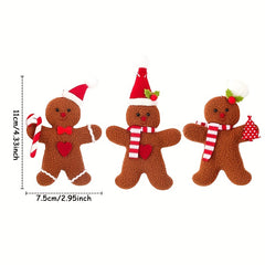 3pcs Gingerbread Man Ornaments For Christmas Tree