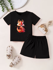 Toddler Cartoon Pattern T-shirt and Shorts Set