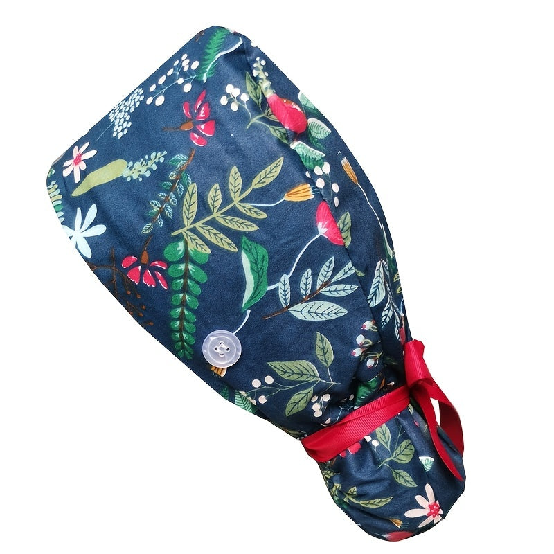 Adjustable Elastic Cotton Work Cap Nurse Cap with Buttons