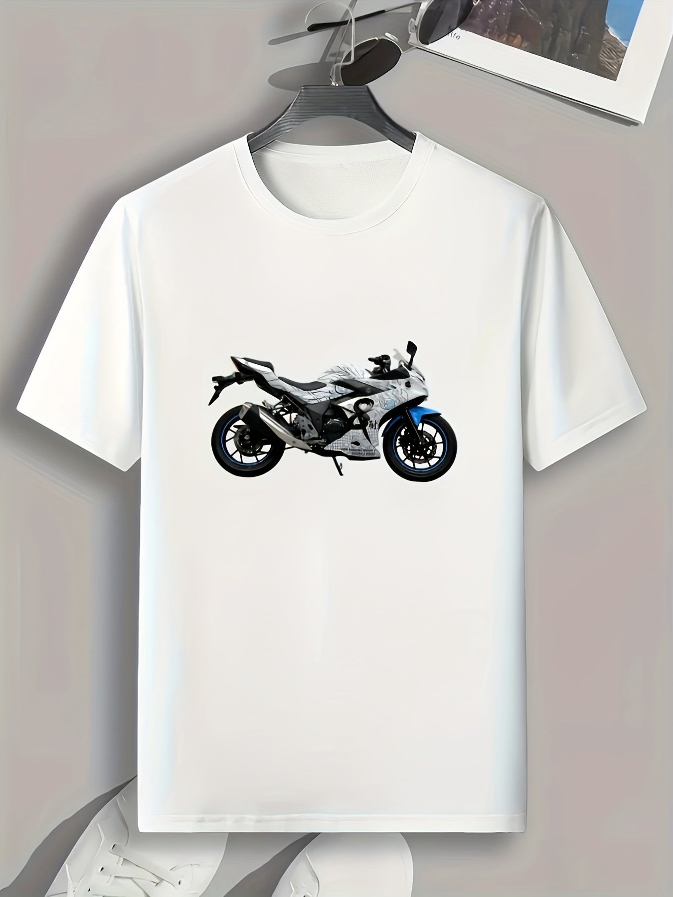 Motorcycle Pattern Print Men's Sports T-shirt Graphic Tee
