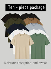 10pcs Men's Solid Short Sleeve T shirt Casual Tees For Summer