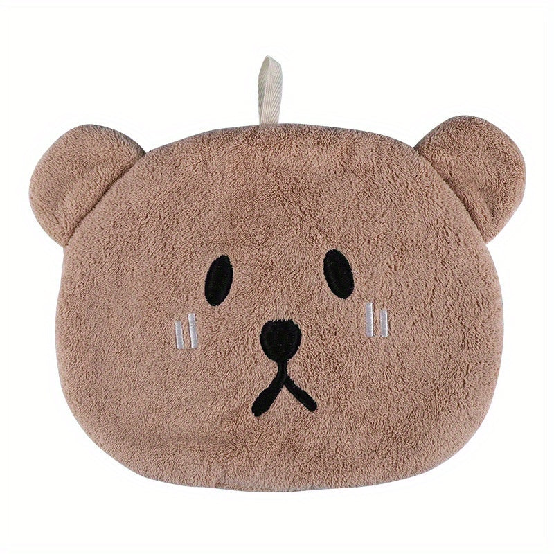 Cartoon Bear Fingertip Towel Hanging Loop Absorbent Soft Towel Bathroom