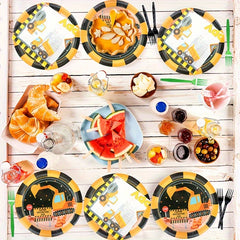 Construction Birthday Party Tableware Set w/ Dump Truck Plates & Tractor Tow