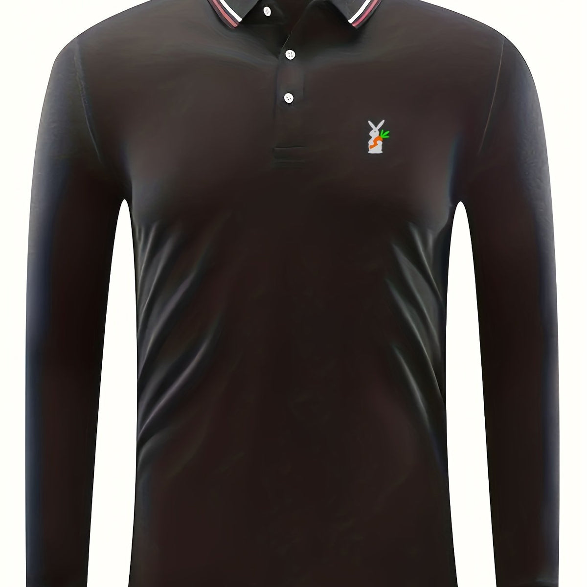 Rabbit & Carrot Print Men's Polo Shirt Long Sleeve Top
