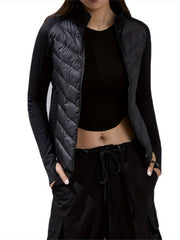 Thumb Hole Puffer Jacket Winter Hiking Skiing Crop Warm Jacket