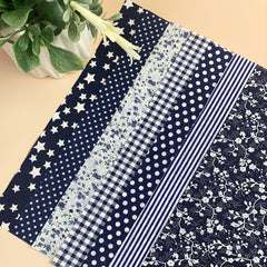 7pcs Navy Cotton Fabric Printed Patchwork Fabric for DIY Sewing